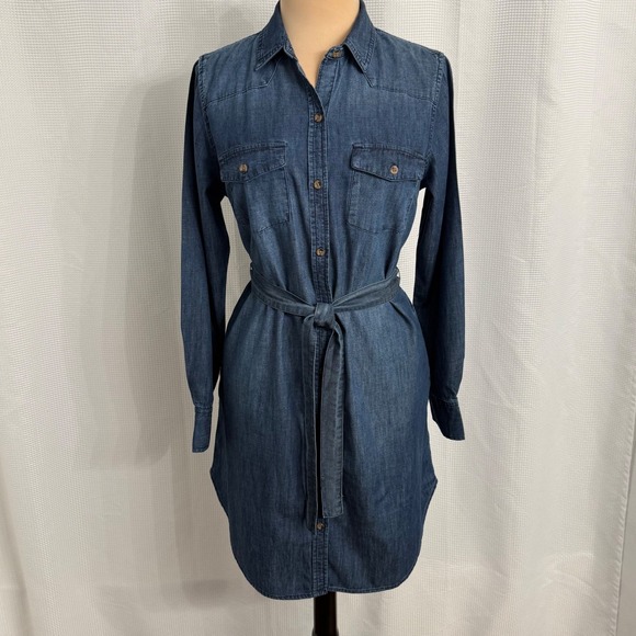 Merona Dresses & Skirts - Merona Long Sleeve Button-Down Front Classic Denim Shirt Dress